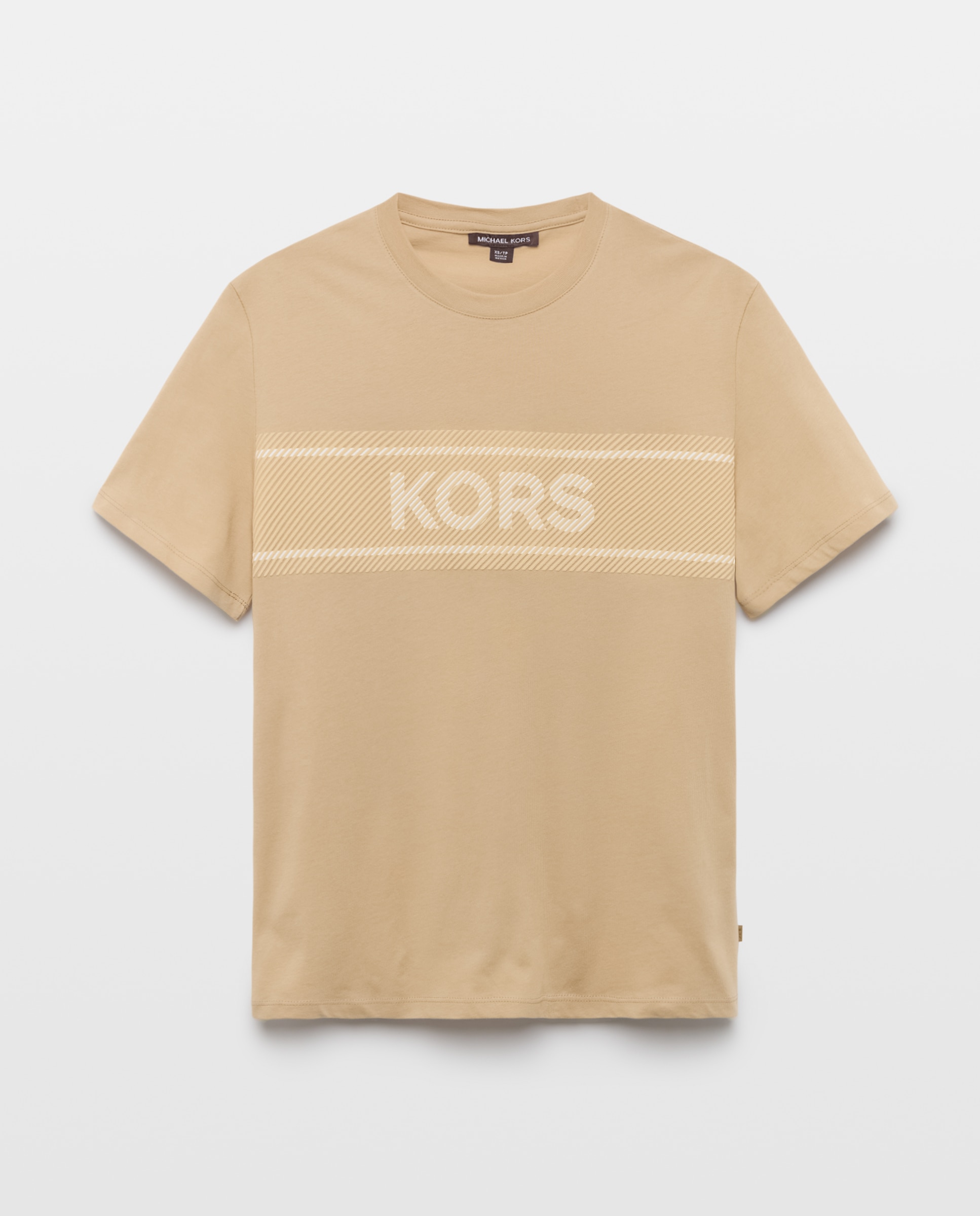Camiseta de hombre de manga corta con maxilogo Kors delantero - Michael Kors - Marrón claro Marrón claro-4