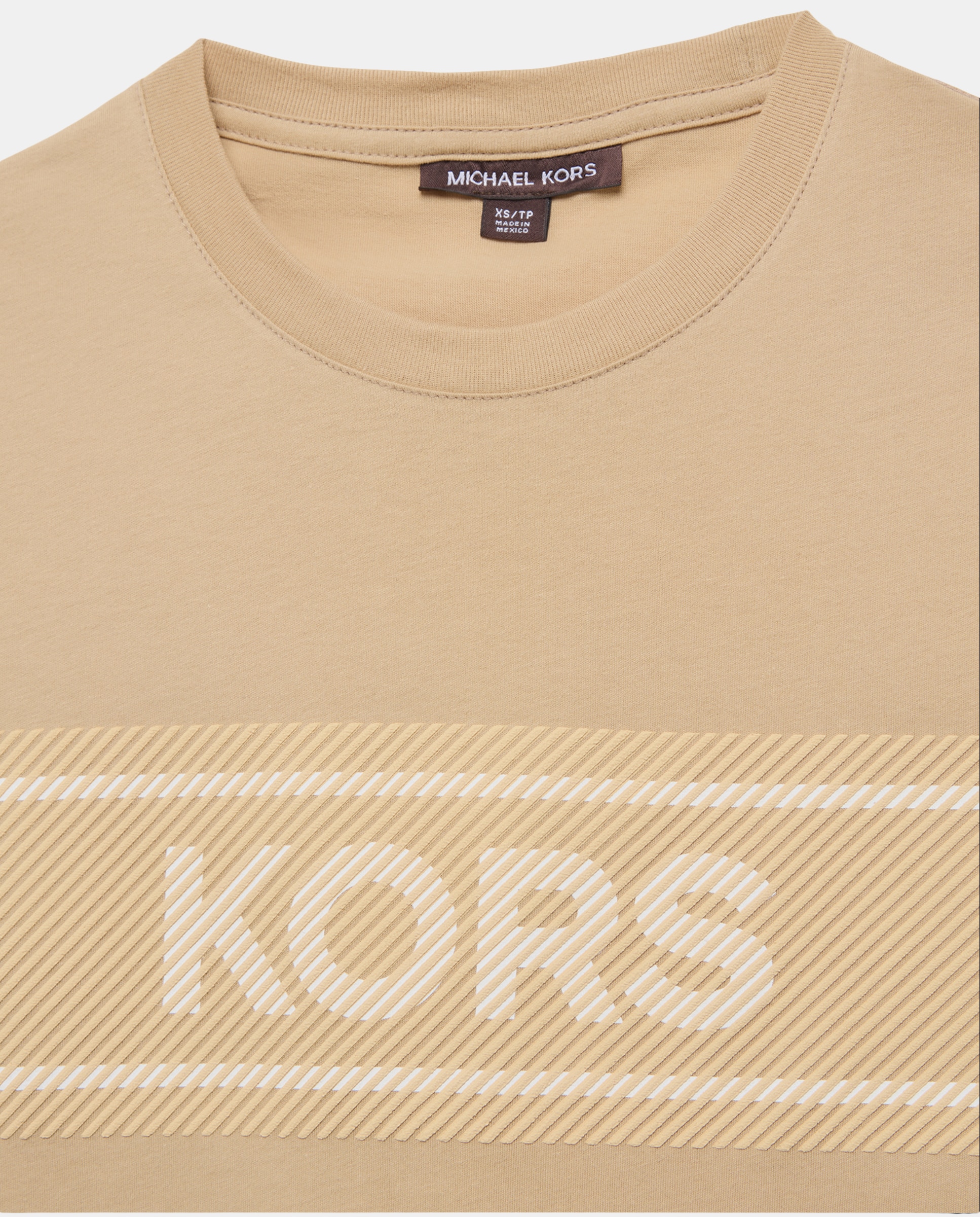 Camiseta de hombre de manga corta con maxilogo Kors delantero - Michael Kors - Marrón claro Marrón claro-5