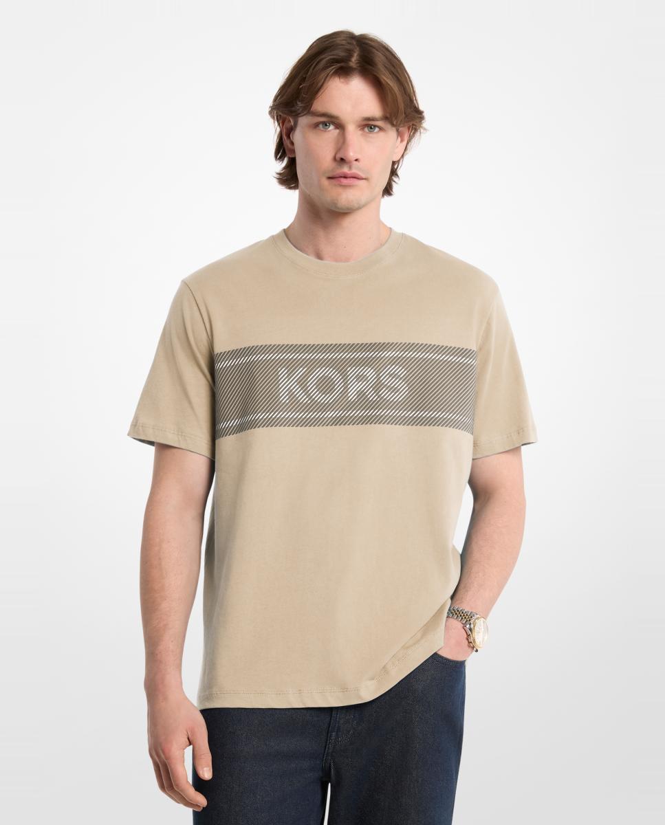Camiseta de hombre de manga corta con maxilogo Kors delantero - Michael Kors - Verde claro Verde claro-1