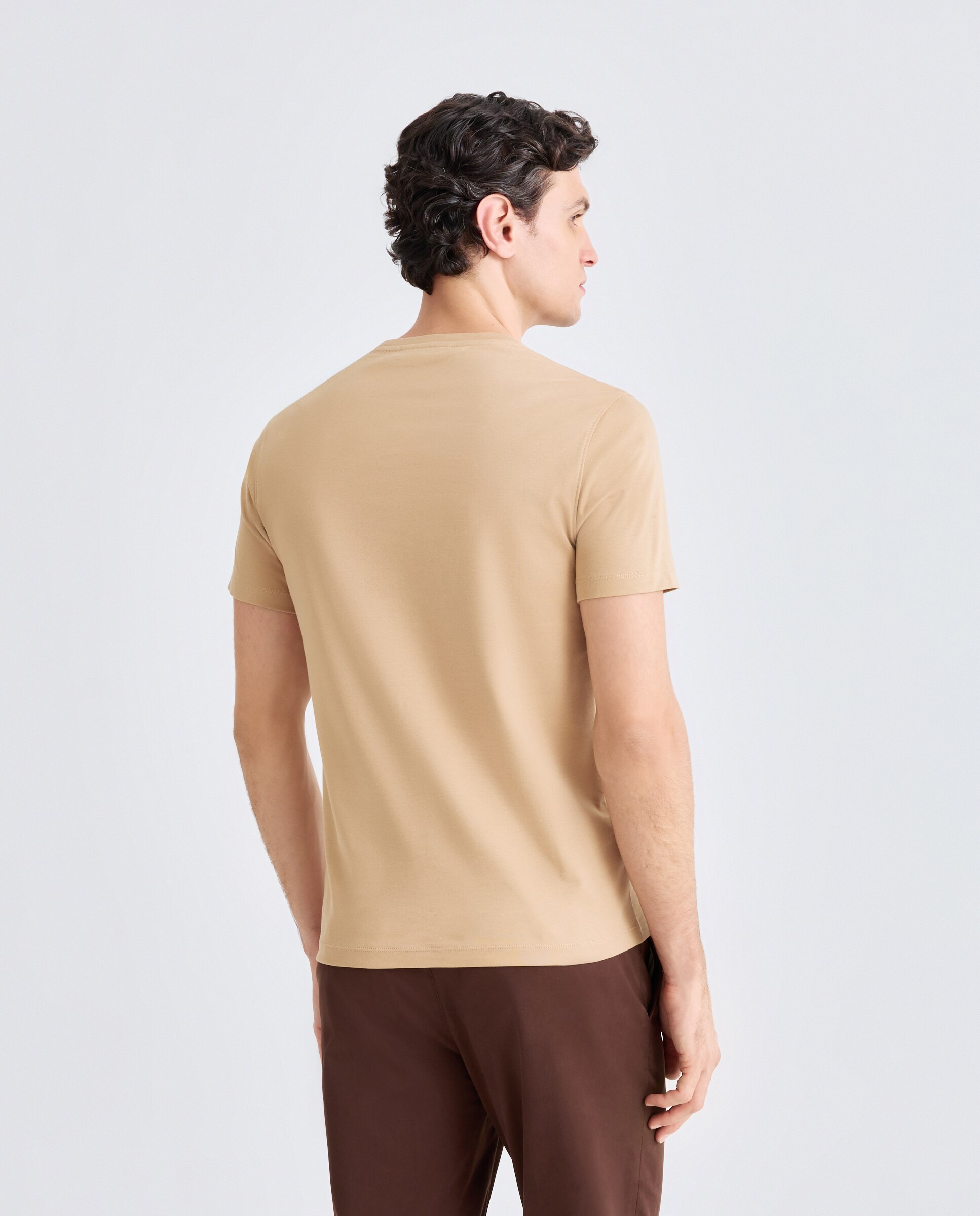 Camiseta de hombre de manga corta en interlock lisa - Michael Kors - Marrón claro Marrón claro-3