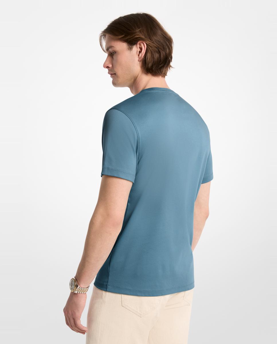 T-shirt Interlock Lisa com Manga Curta Azul-2