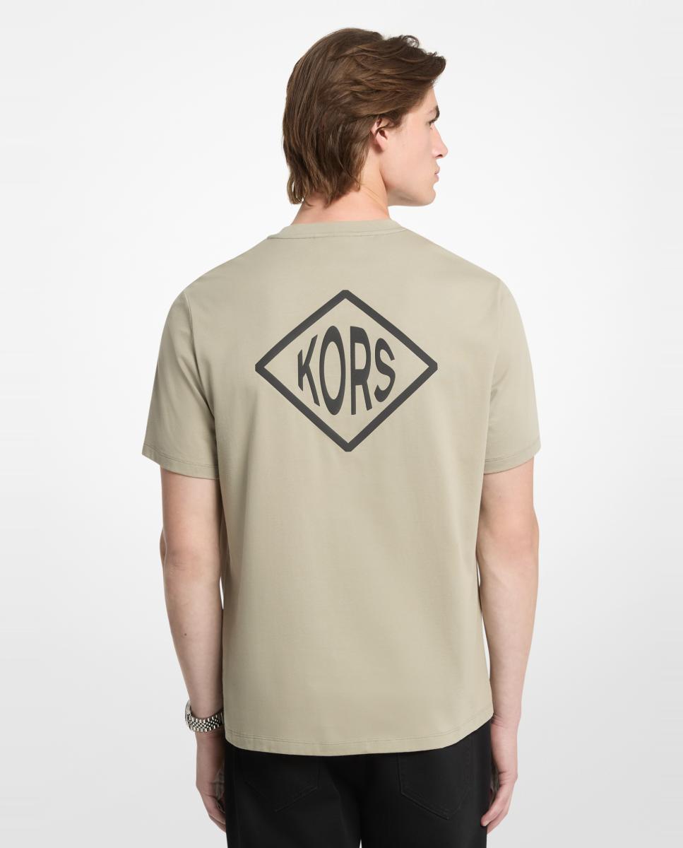 T-shirt de Algodão com Logótipo no Peito e Atrás Verde-claro-2