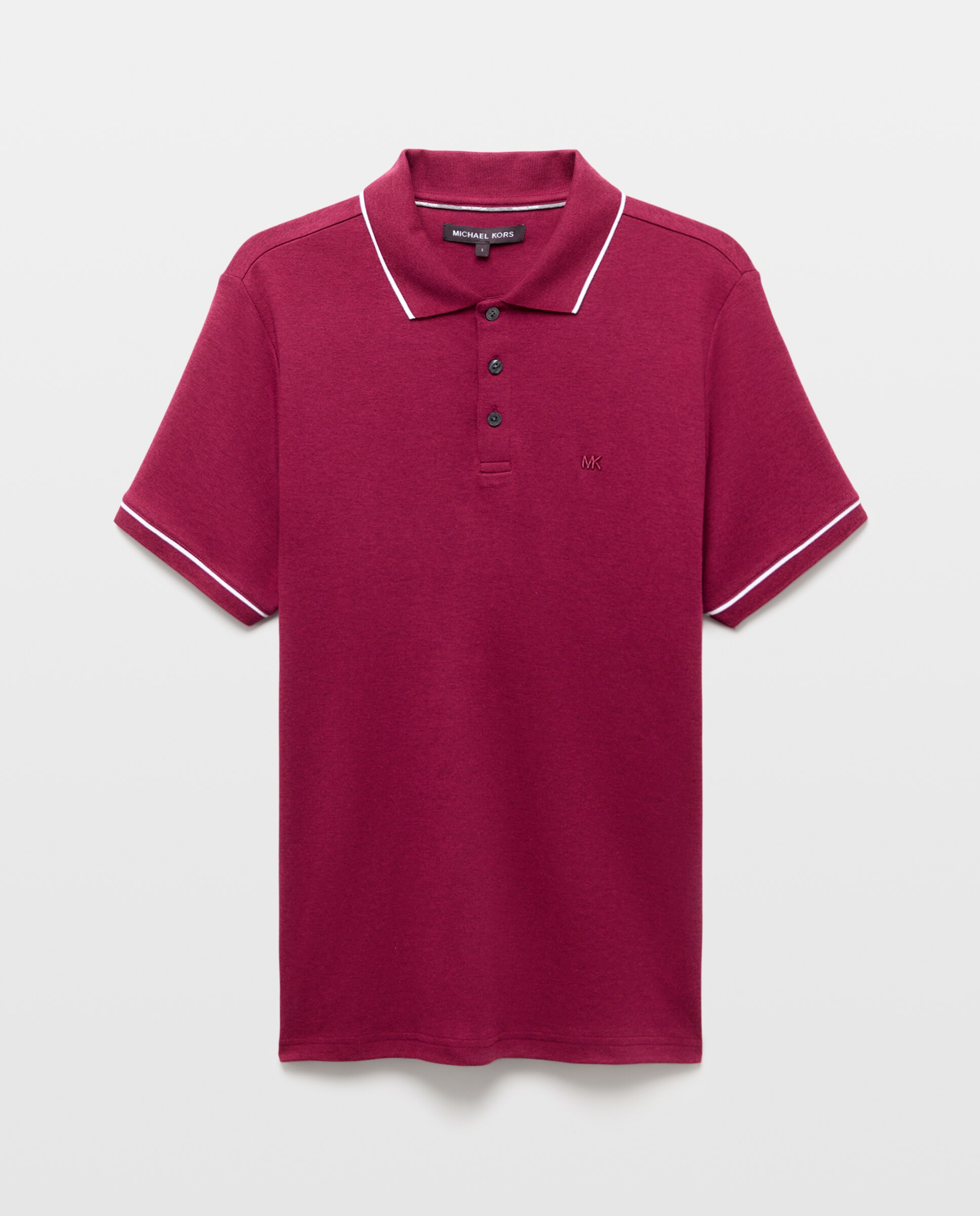 Polo de Manga Curta em Interlock com Vivos em Contraste no Colarinho e Mangas Rosa-4