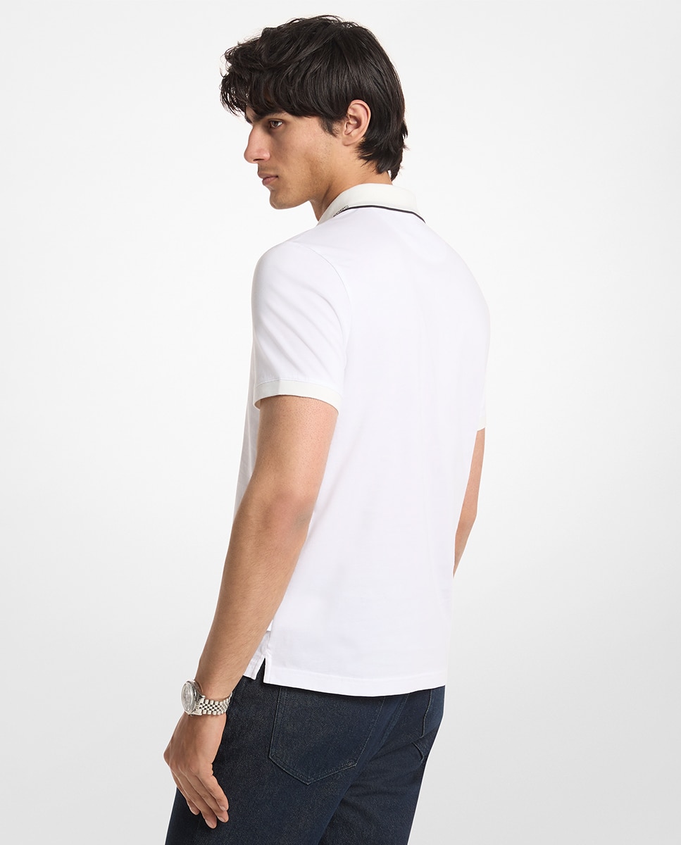 Polo de hombre de manga corta con vivo en contraste y detalle de marca en lateral cuello - Michael Kors - Blanco Blanco-2