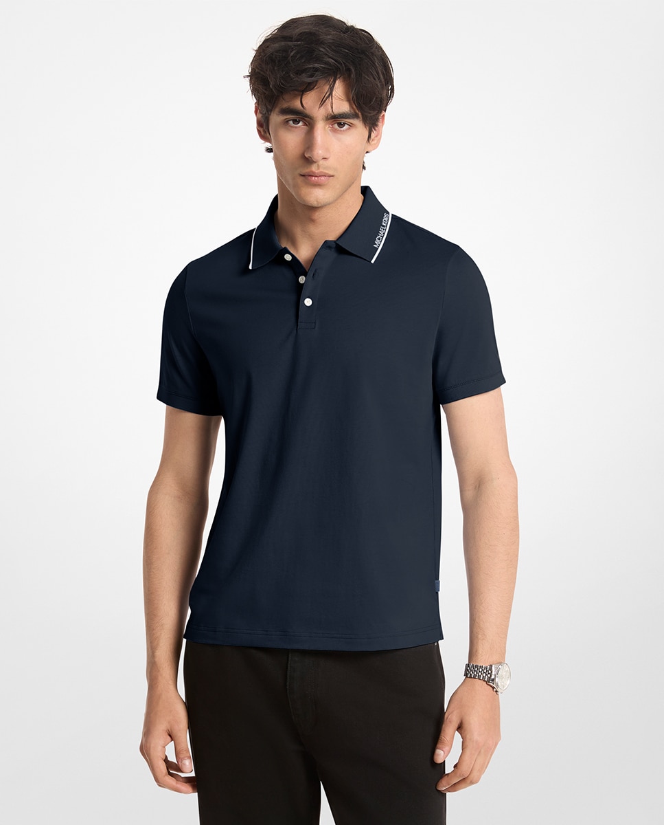 Imagen 0 de Polo de hombre de manga corta con vivo en contraste y detalle de marca en lateral cuello Azul marino