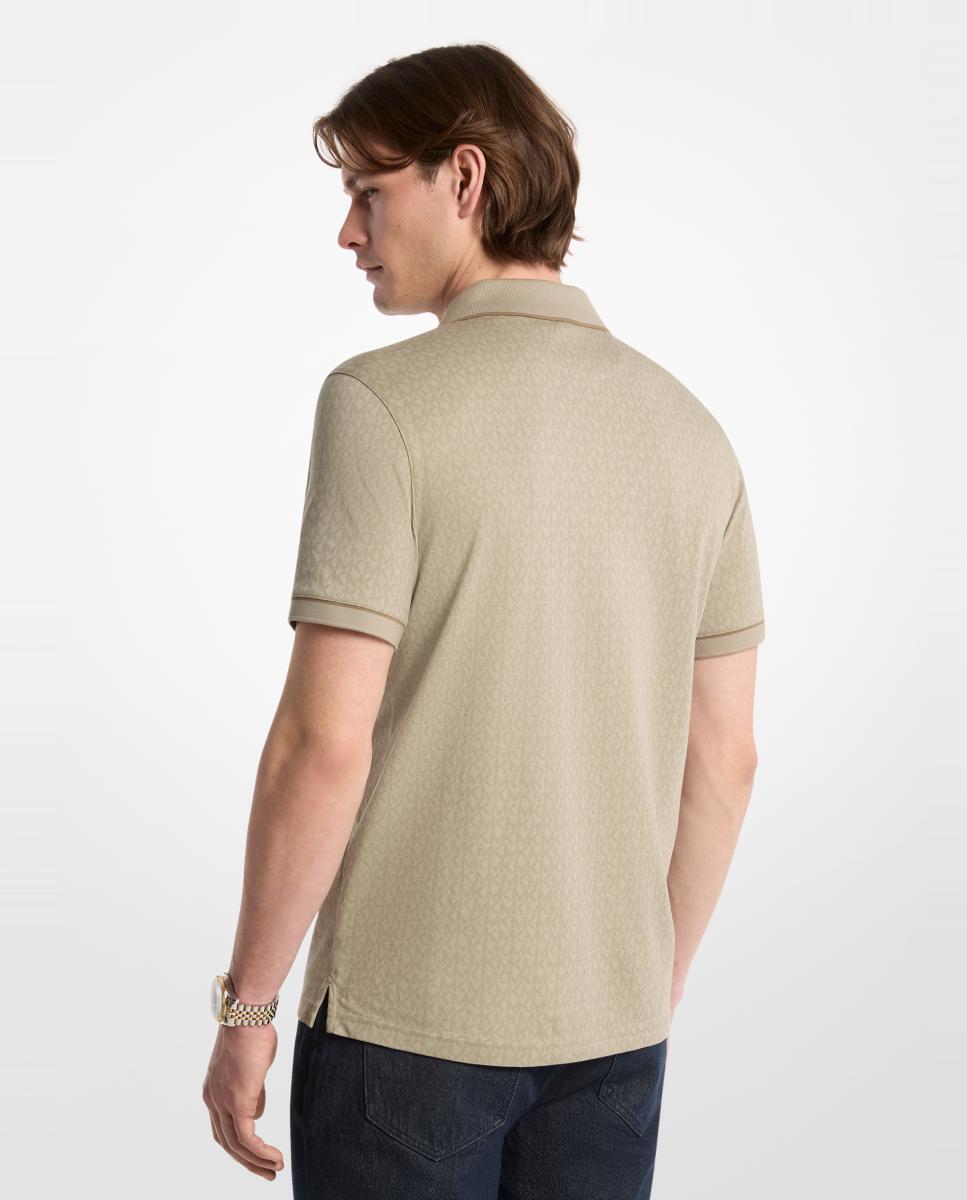 Polo de Algodão com Estampado de Logótipos MK a Condizer Verde-claro-2