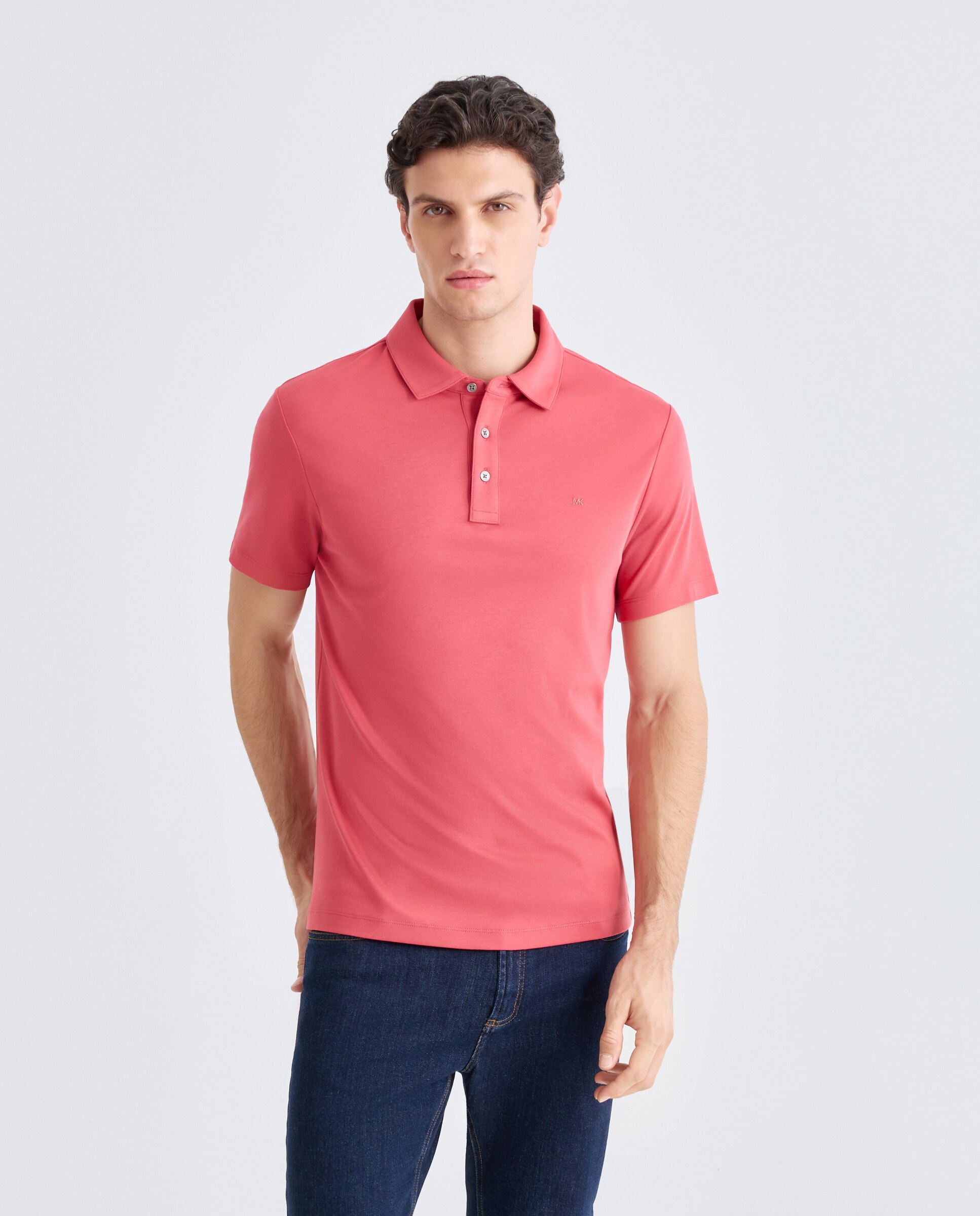 Imagen 0 de Polo de hombre de manga corta en interlock liso Rosa