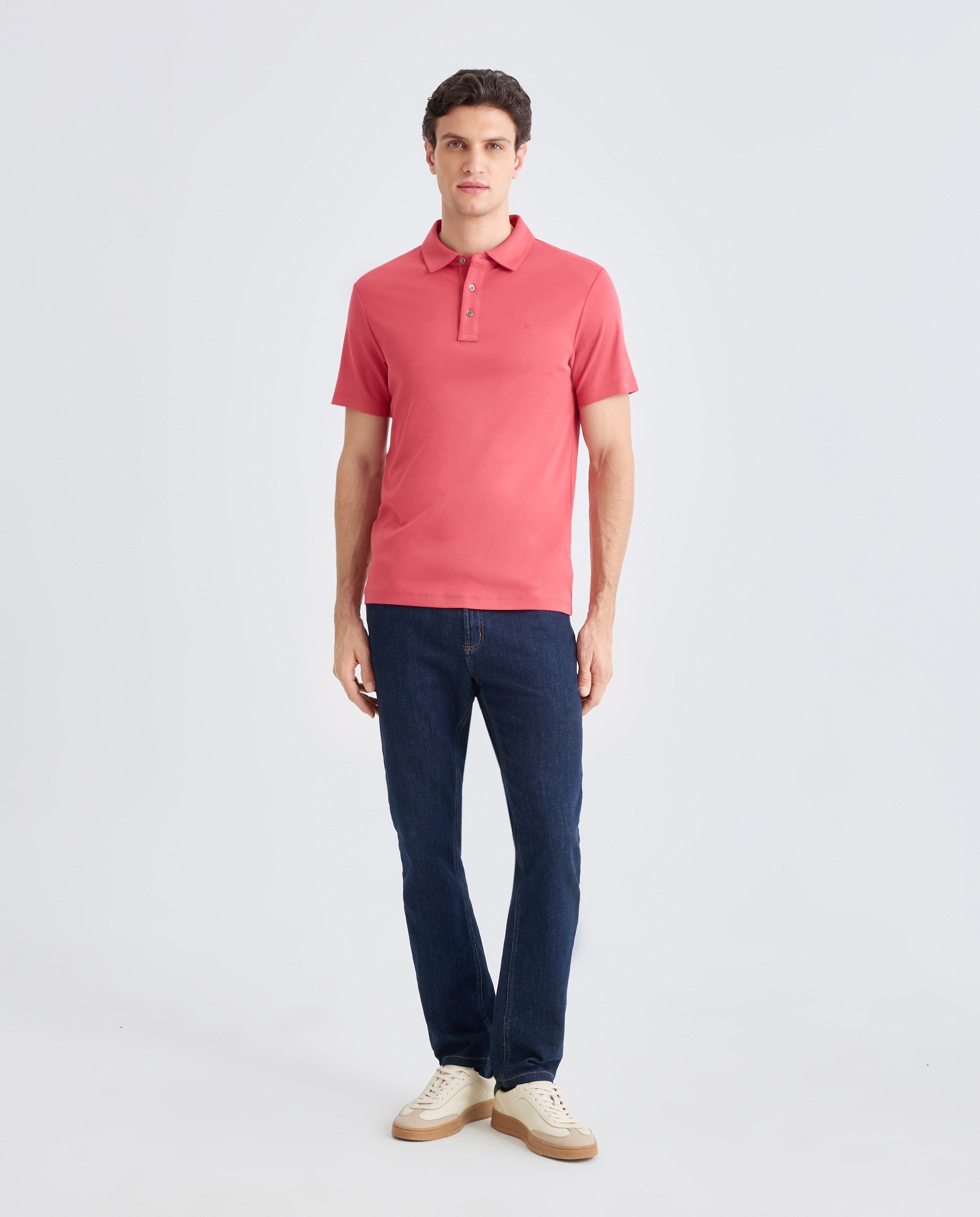 Polo de hombre de manga corta en interlock liso - Michael Kors - Rosa Rosa-2