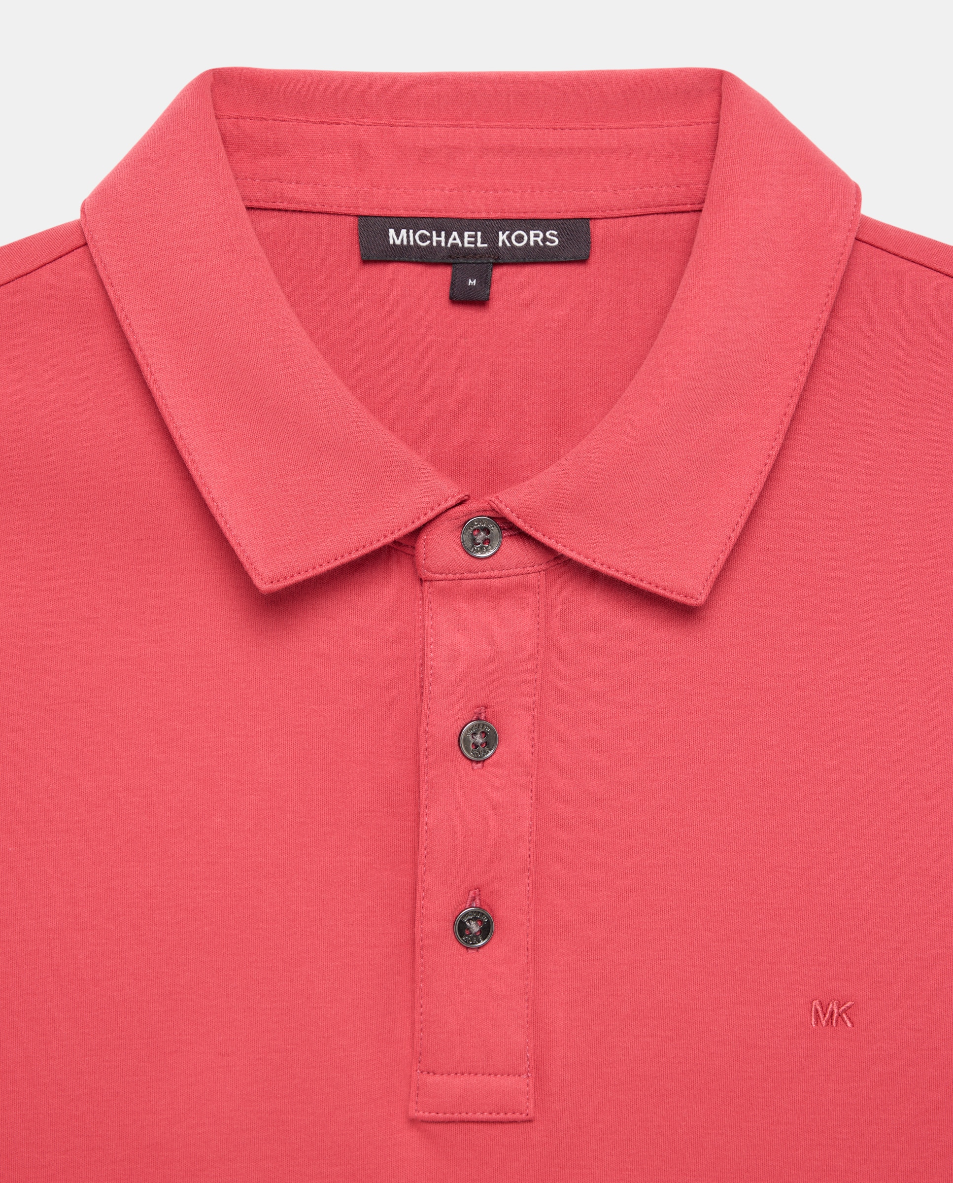 Polo Interlock Liso com Manga Curta Rosa-2