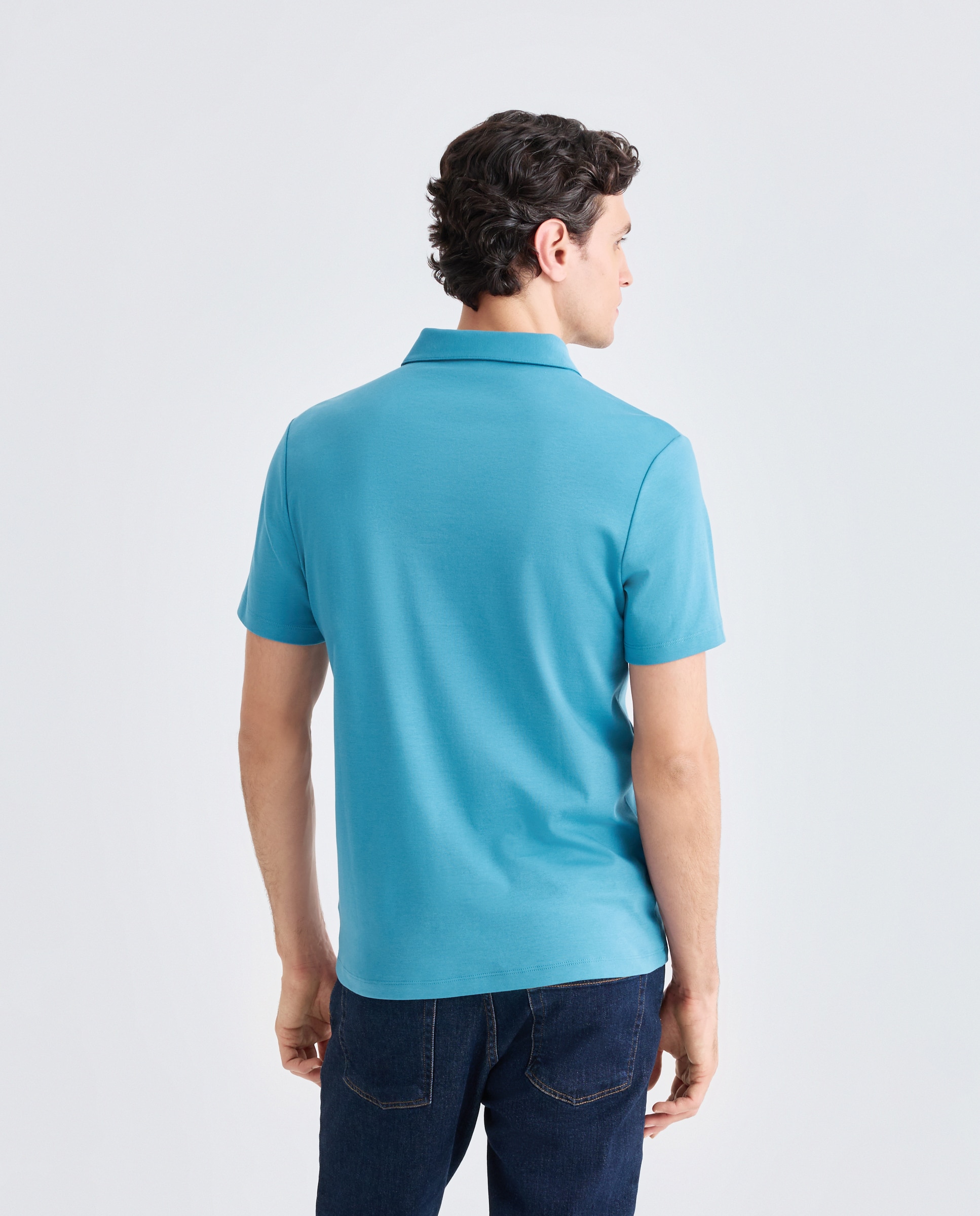 Polo de hombre de manga corta en interlock liso - Michael Kors - Azul Azul-3