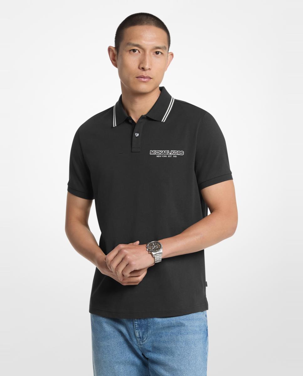 Polo de hombre de manga corta con parche Michael Kors - Negro Negro-1