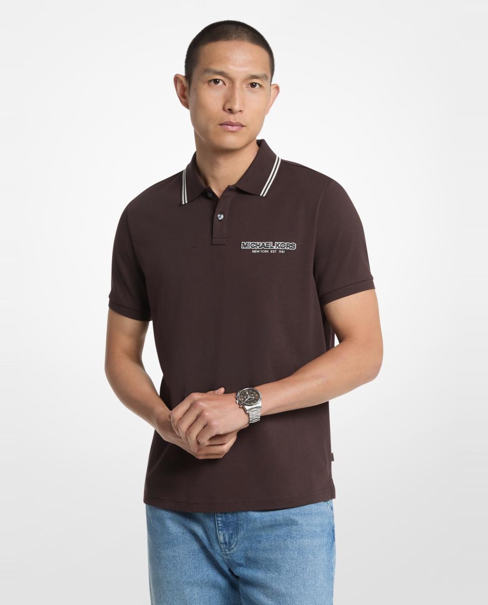 Imagen 0 de Polo de hombre de manga corta con parche Michael Kors Marrón oscuro