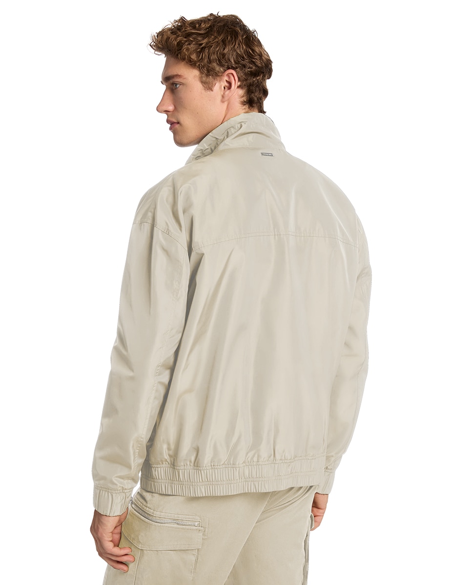 Blusão Windbreaker de Nylon Bege-2