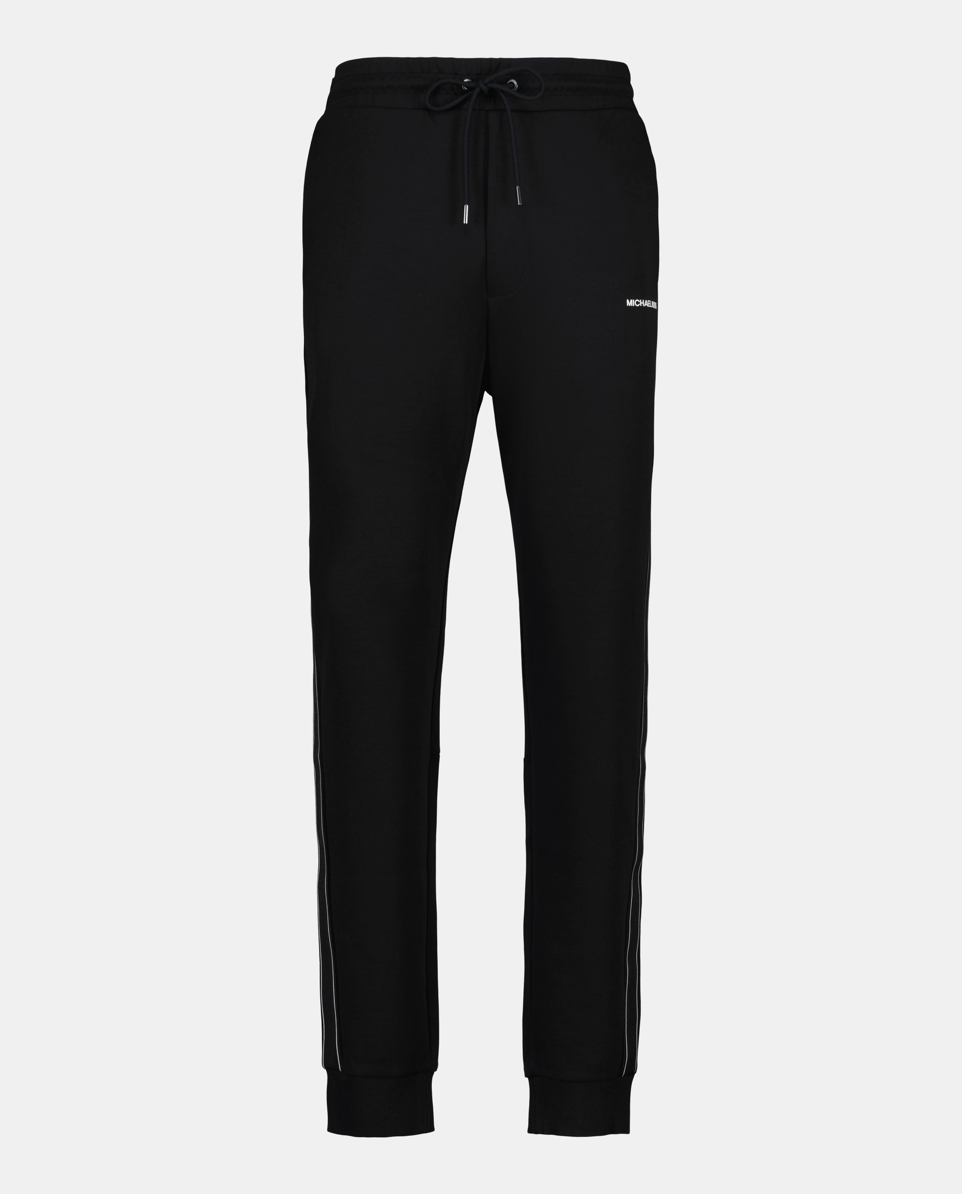 Joggers com Fita de Logótipos e em Mistura de Algodão Preto-4