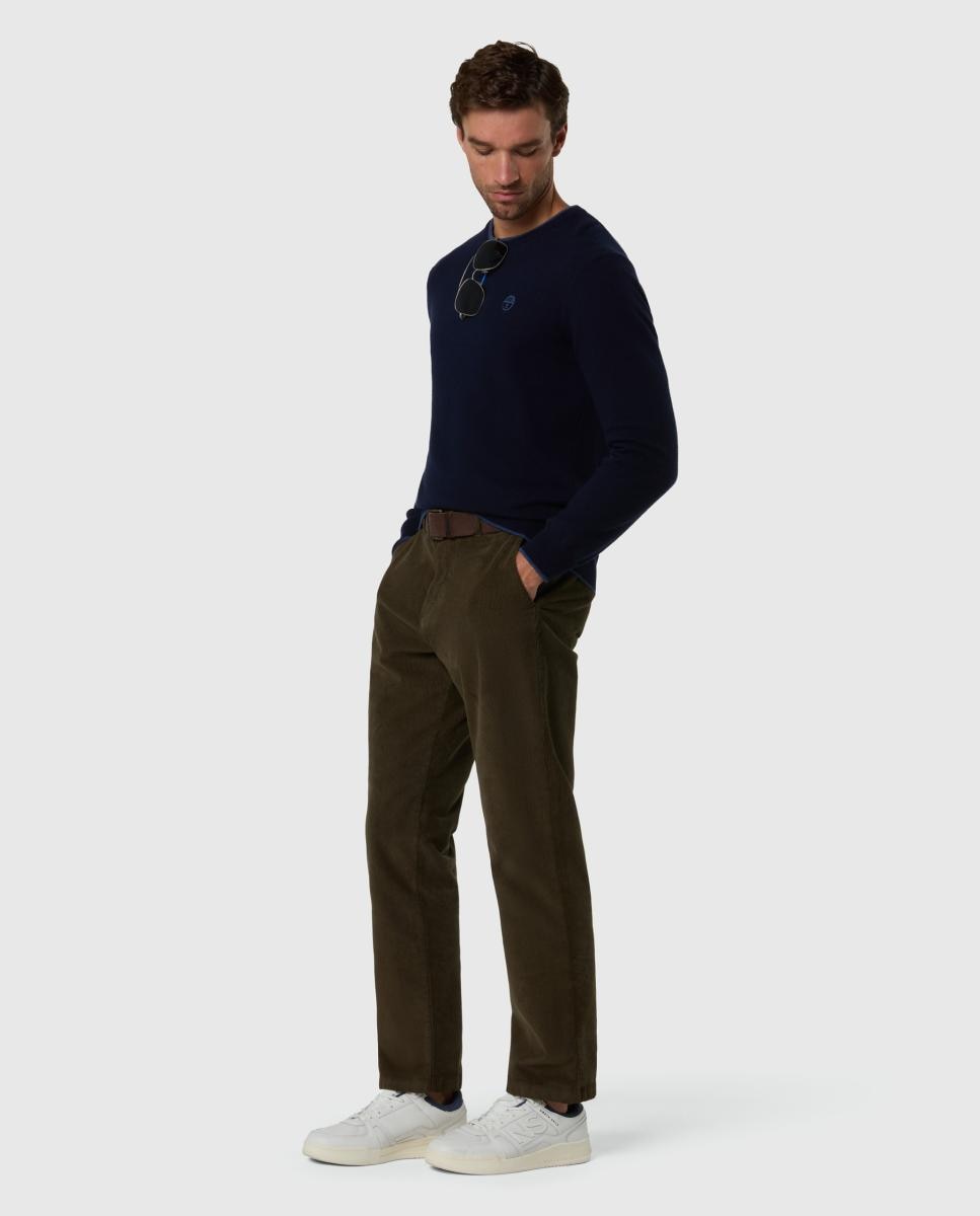 Imagen 0 de Pantalón chino de hombre en pana de algodón Verde oscuro