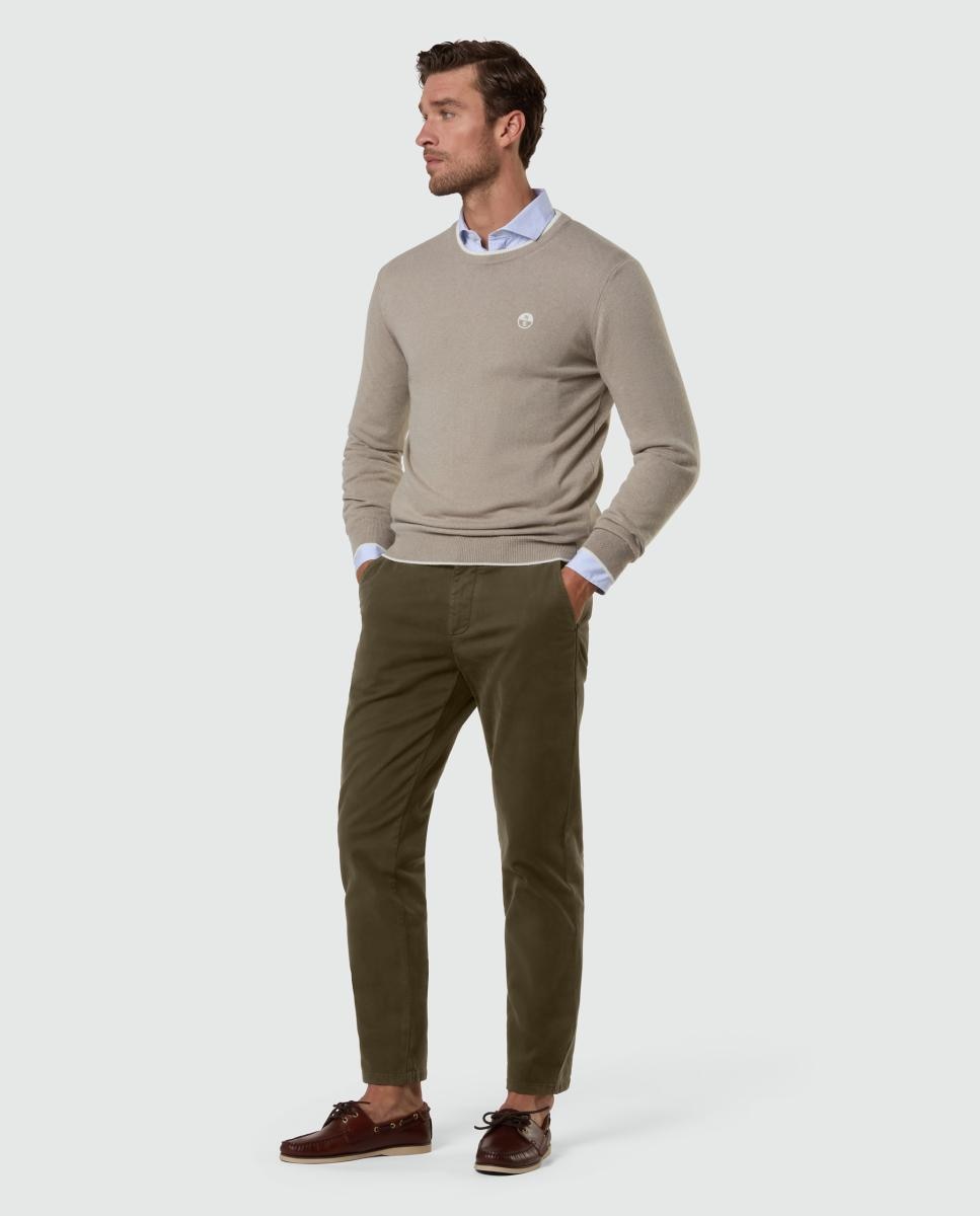 Pantalón chino de hombre en gabardina elástica - North Sails - Verde oscuro Verde oscuro-1