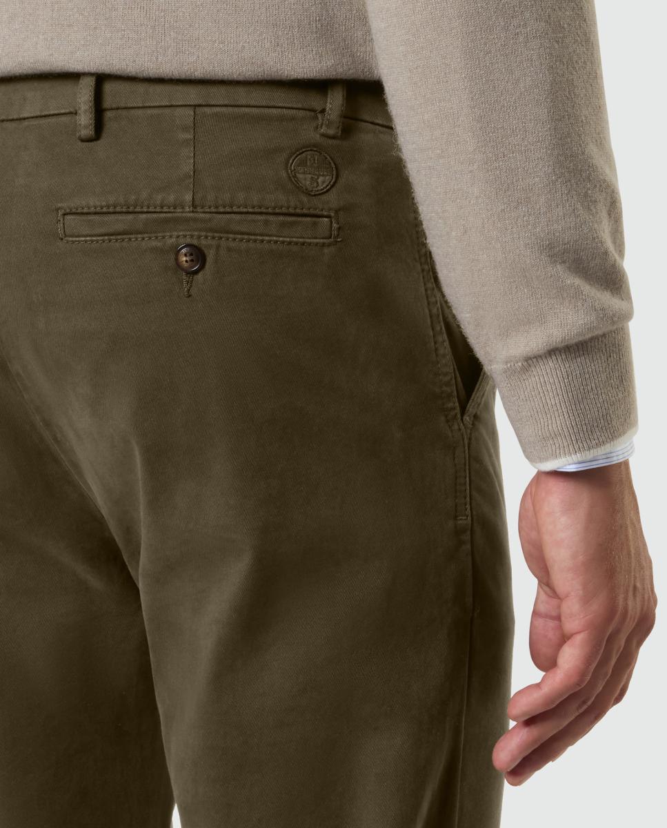 Pantalón chino de hombre en gabardina elástica - North Sails - Verde oscuro Verde oscuro-4