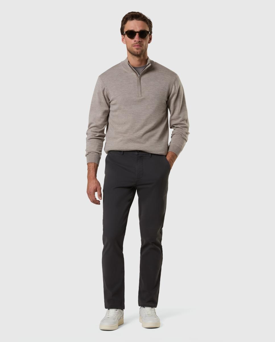 Pantalón chino de hombre en gabardina elástica - North Sails - Gris oscuro Gris oscuro-1