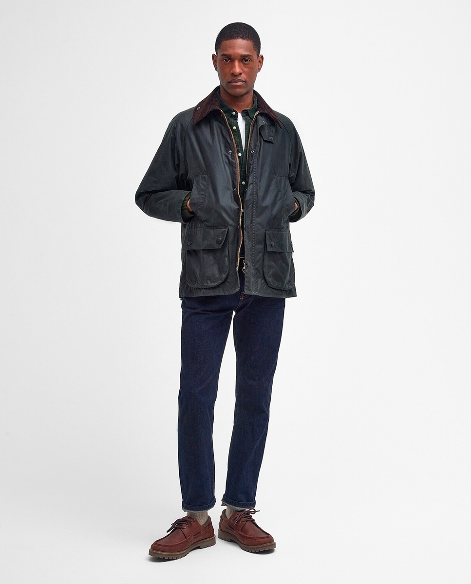 Imagen 9 de Chaqueta de hombre con cuello de pana y cierre de cremallera - Barbour - Verde oscuro Verde oscuro