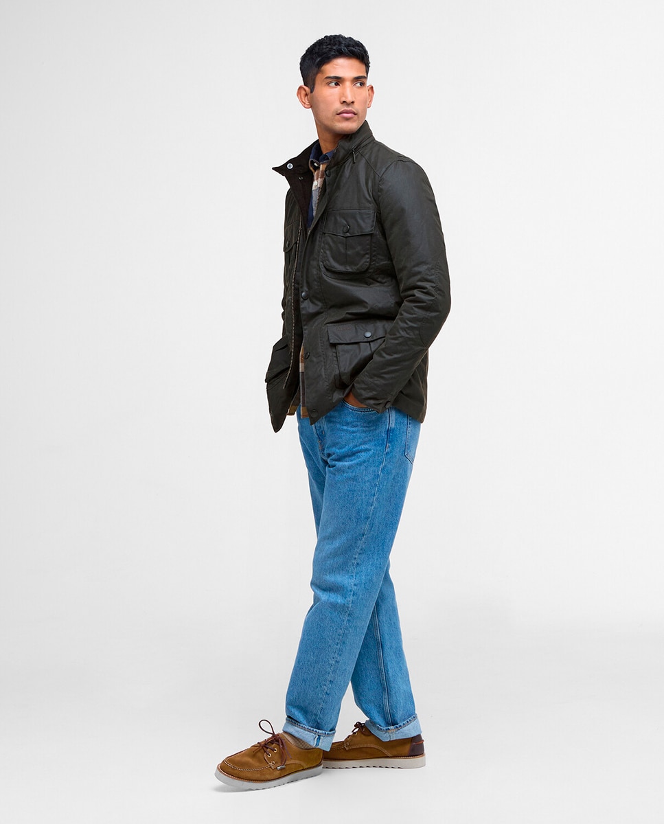 Imagen 8 de Chaqueta encerada de 170 g con tartán y forro de nailon. - Barbour - Verde oscuro Verde oscuro