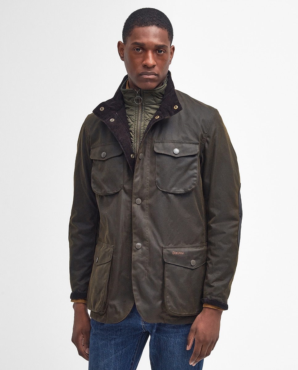 Chaqueta de hombre con bolsillos y cuello alto - Barbour - Verde oscuro Verde oscuro-1