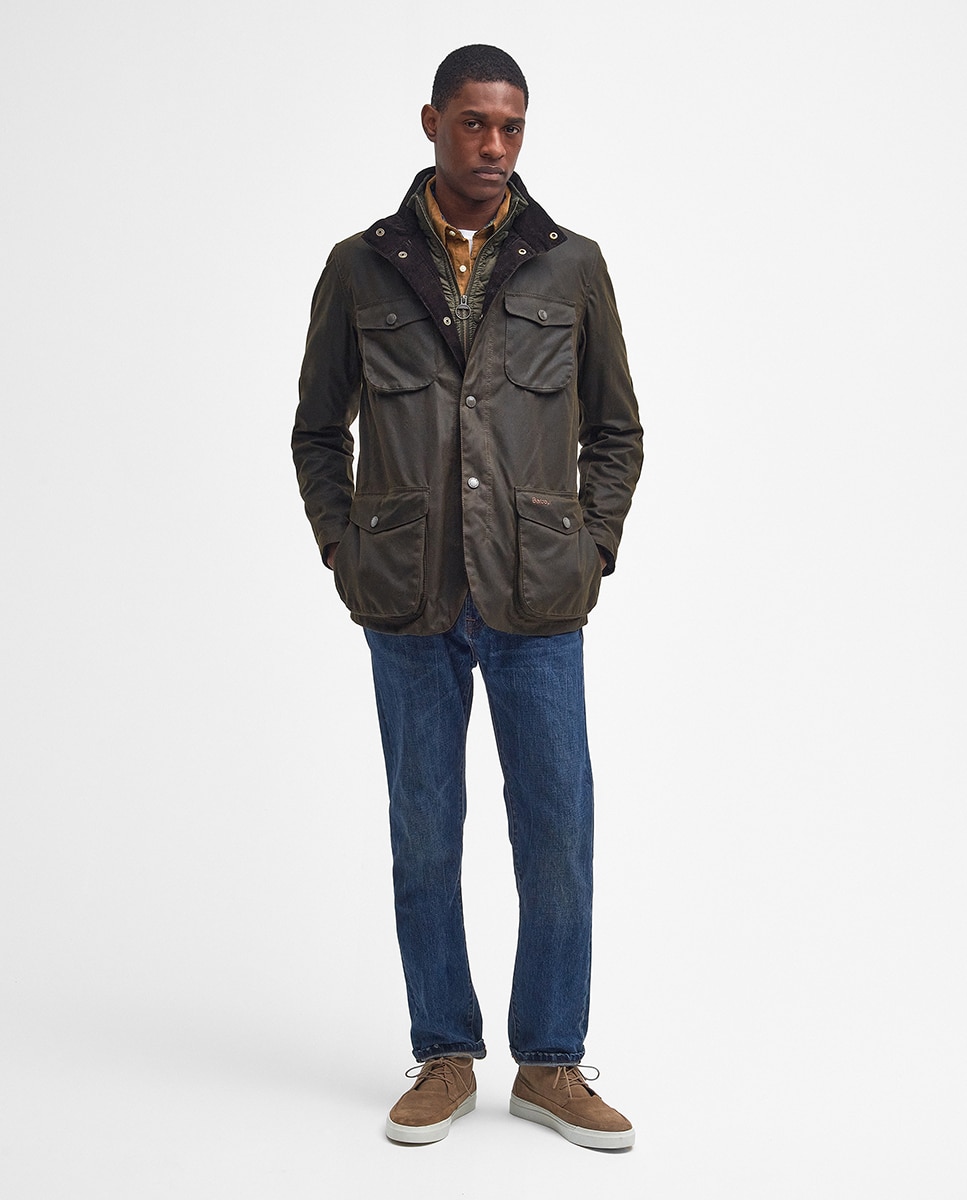 Chaqueta de hombre con bolsillos y cuello alto - Barbour - Verde oscuro Verde oscuro-10