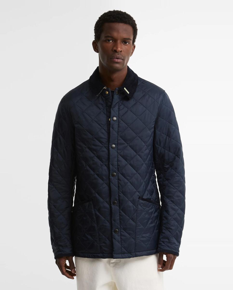 Chaqueta de hombre acolchada con grandes bolsillos y cuello de pana - Barbour - Azul marino Azul marino-1