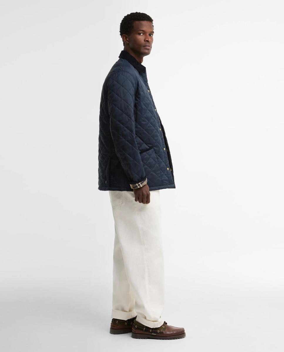 Chaqueta de hombre acolchada con grandes bolsillos y cuello de pana - Barbour - Azul marino Azul marino-8