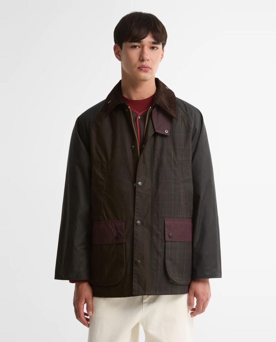 Imagen 0 de Chaqueta de hombre encerada y estampada con tartan Verde oscuro
