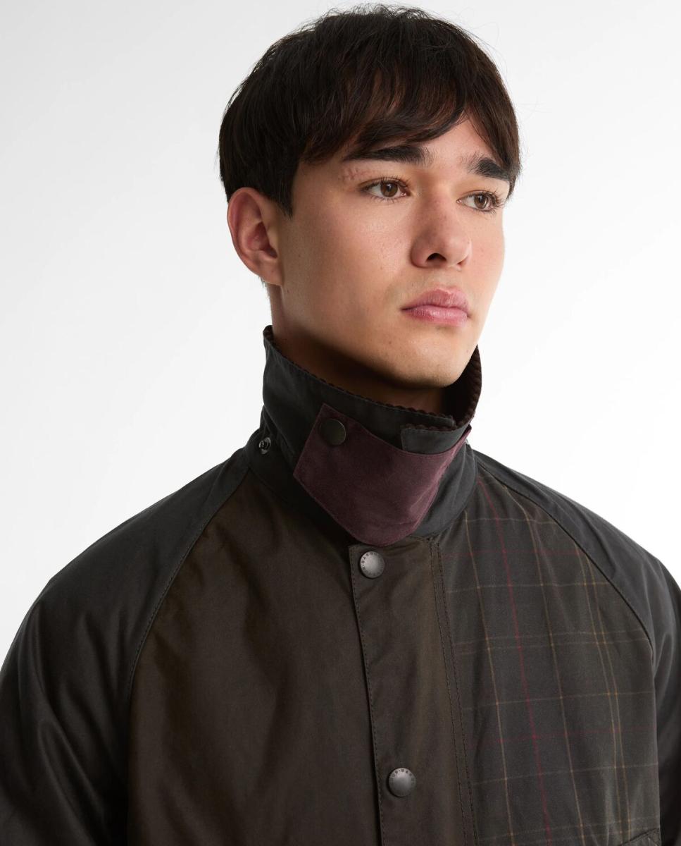 Chaqueta de hombre encerada y estampada con tartan - Barbour - Verde oscuro Verde oscuro-3