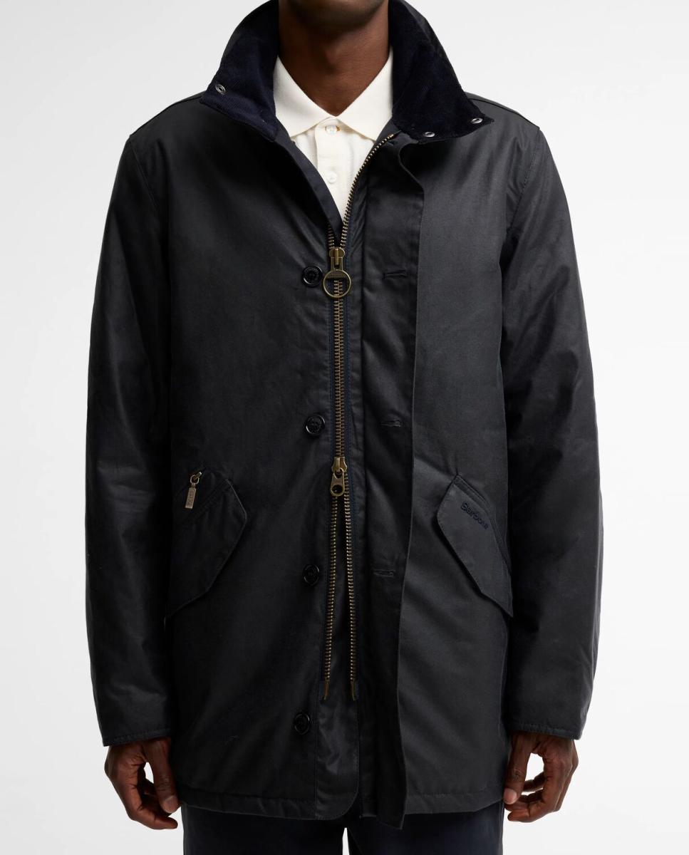Chaqueta larga de hombre con bolsillos oblicuos - Barbour - Azul marino Azul marino-4