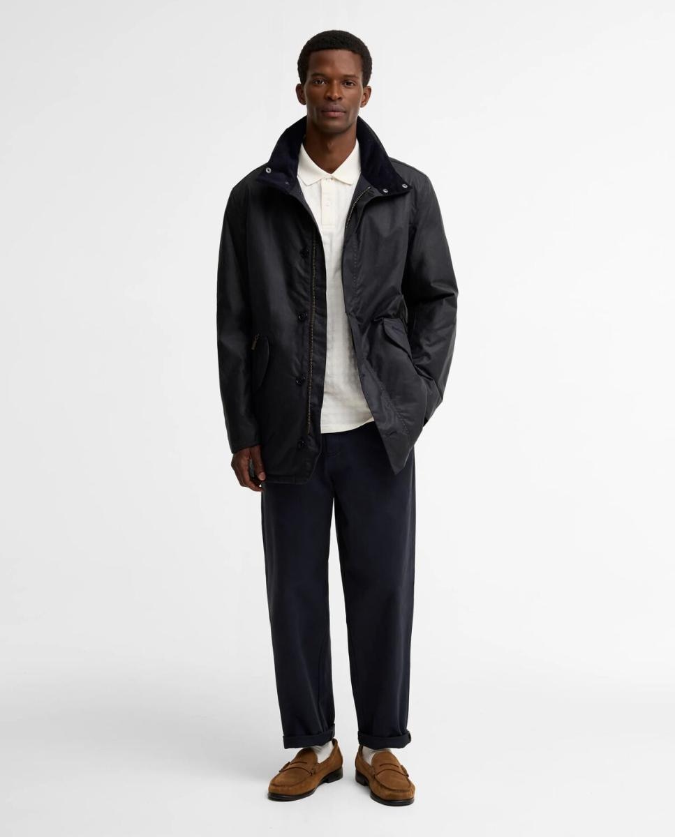Chaqueta larga de hombre con bolsillos oblicuos - Barbour - Azul marino Azul marino-8