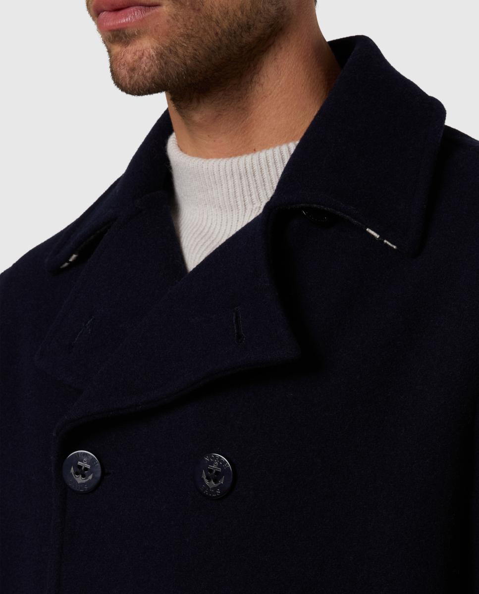 Casaco de Homem Tipo Marinheiro Peacoat em Mistura de Lã Azul-marinho-3