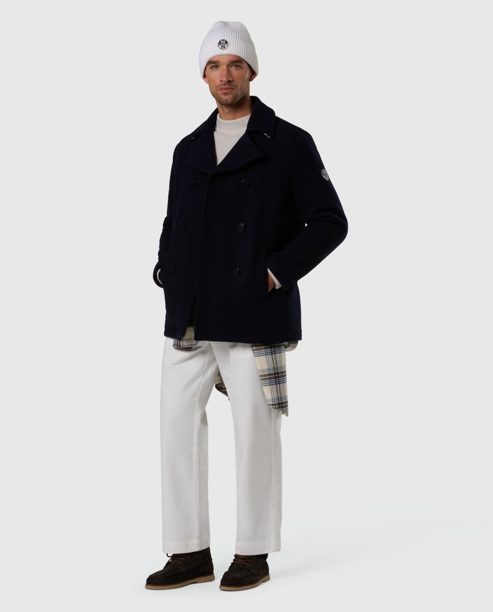 Casaco de Homem Tipo Marinheiro Peacoat em Mistura de Lã Azul-marinho-5