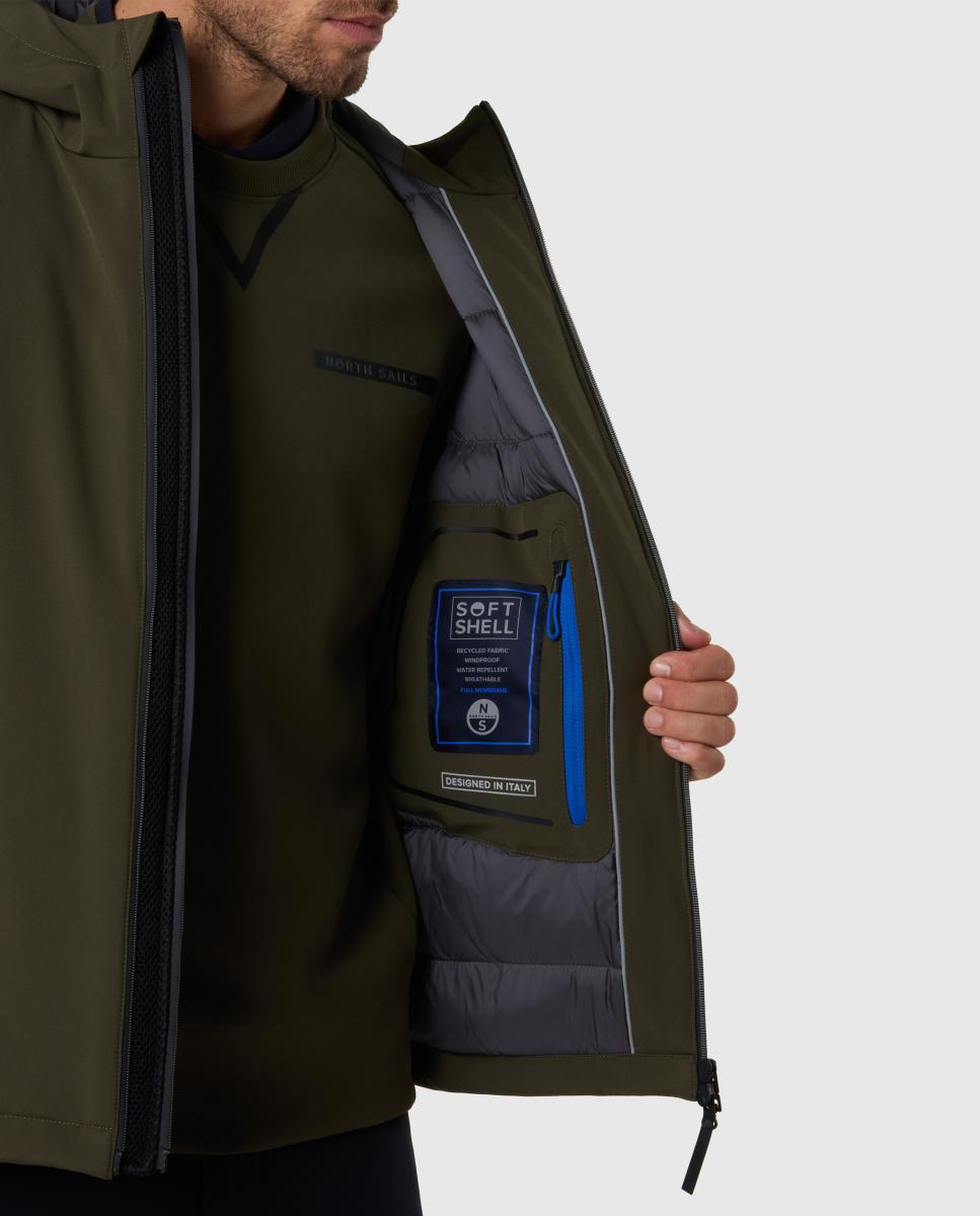 Cazadora de hombre en softshell reciclado de 2 capas - North Sails - Verde oscuro Verde oscuro-5