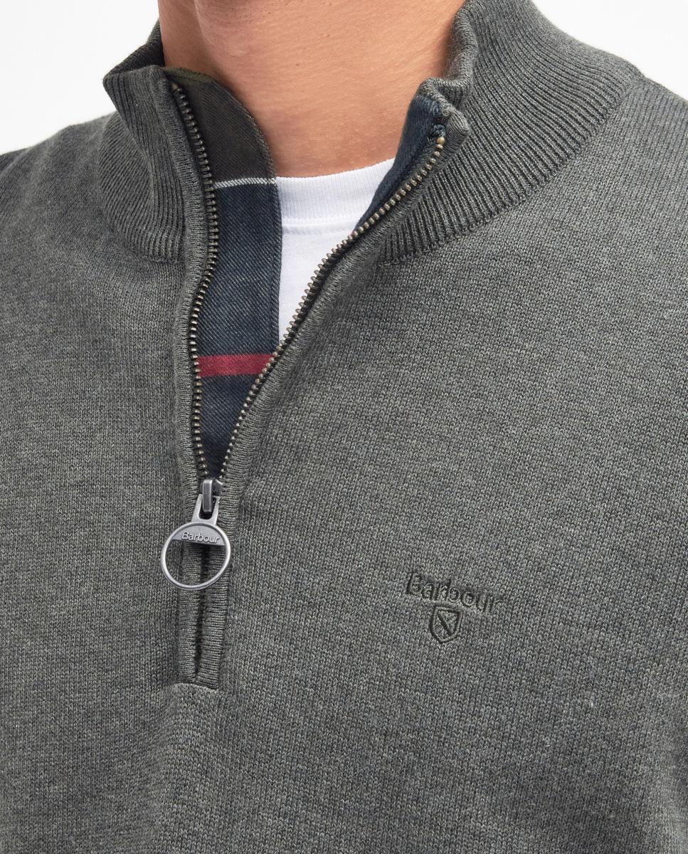 Imagen 4 de Jersey de hombre de media cremallera con detalle canalé - Barbour - Verde oscuro Verde oscuro
