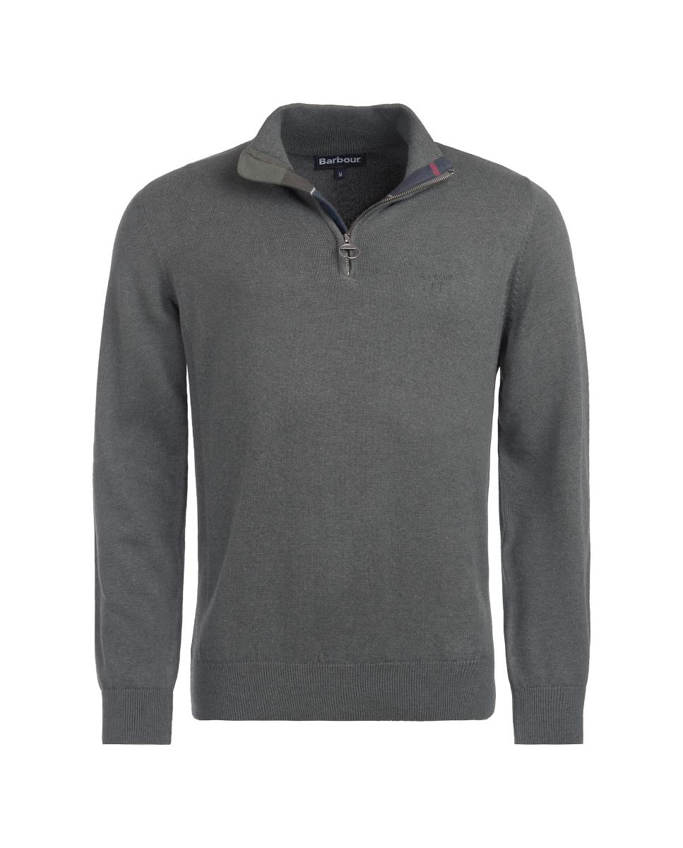 Imagen 6 de Jersey de hombre de media cremallera con detalle canalé - Barbour - Verde oscuro Verde oscuro