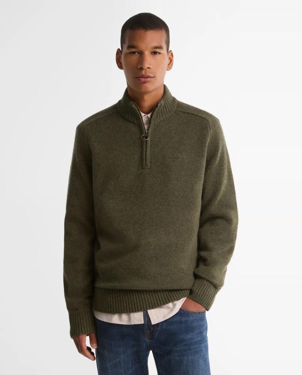Imagen 1 de Jersey de hombre de media cremallera Verde oscuro