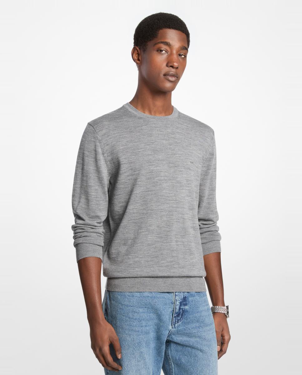 Jersey de hombre de cuello caja en lana merino - Michael Kors - Gris Gris-1