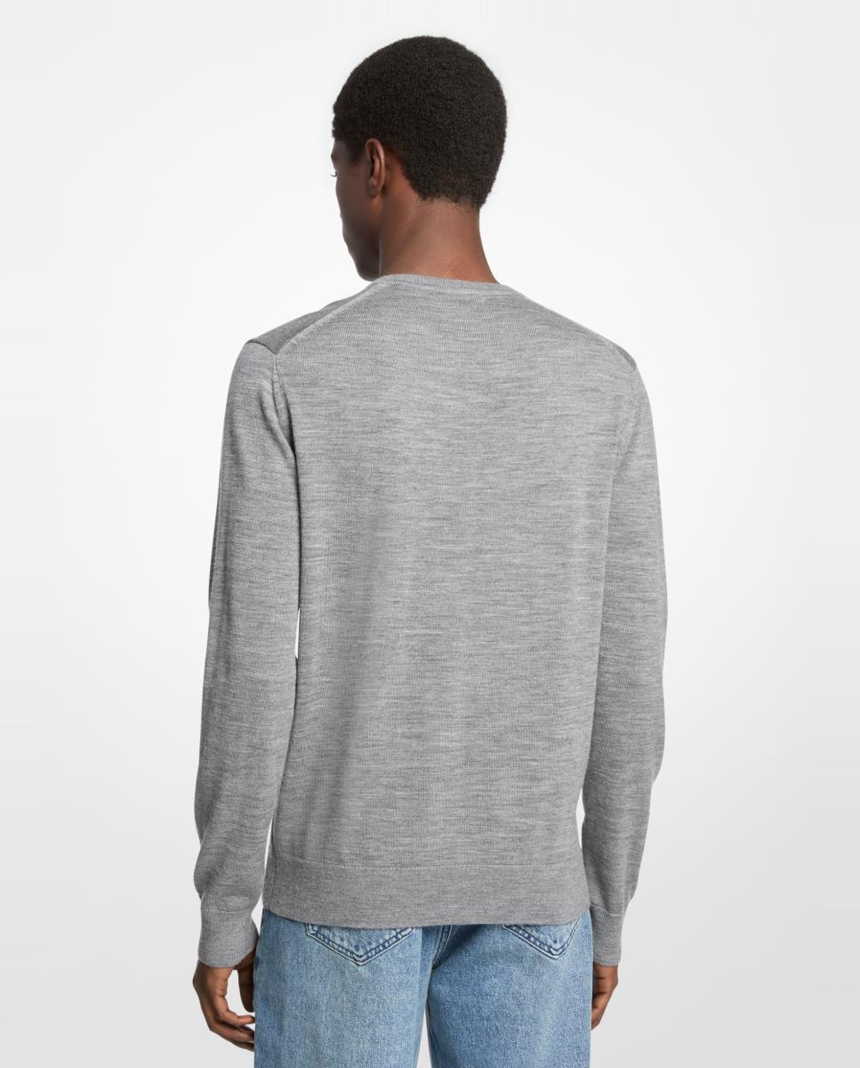 Jersey de hombre de cuello caja en lana merino - Michael Kors - Gris Gris-2