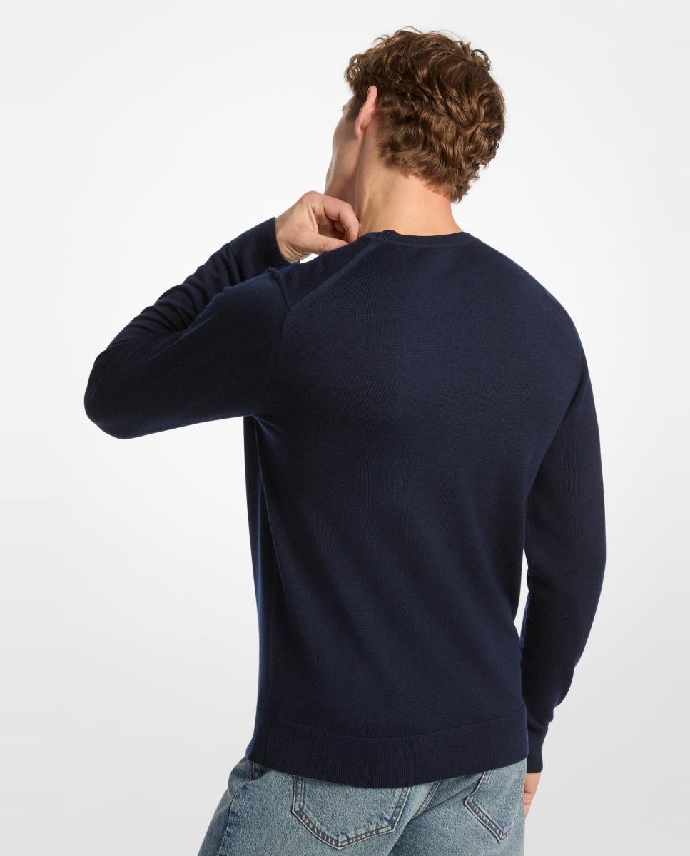 Jersey de hombre de cuello caja en lana merino - Michael Kors - Azul marino Azul marino-2