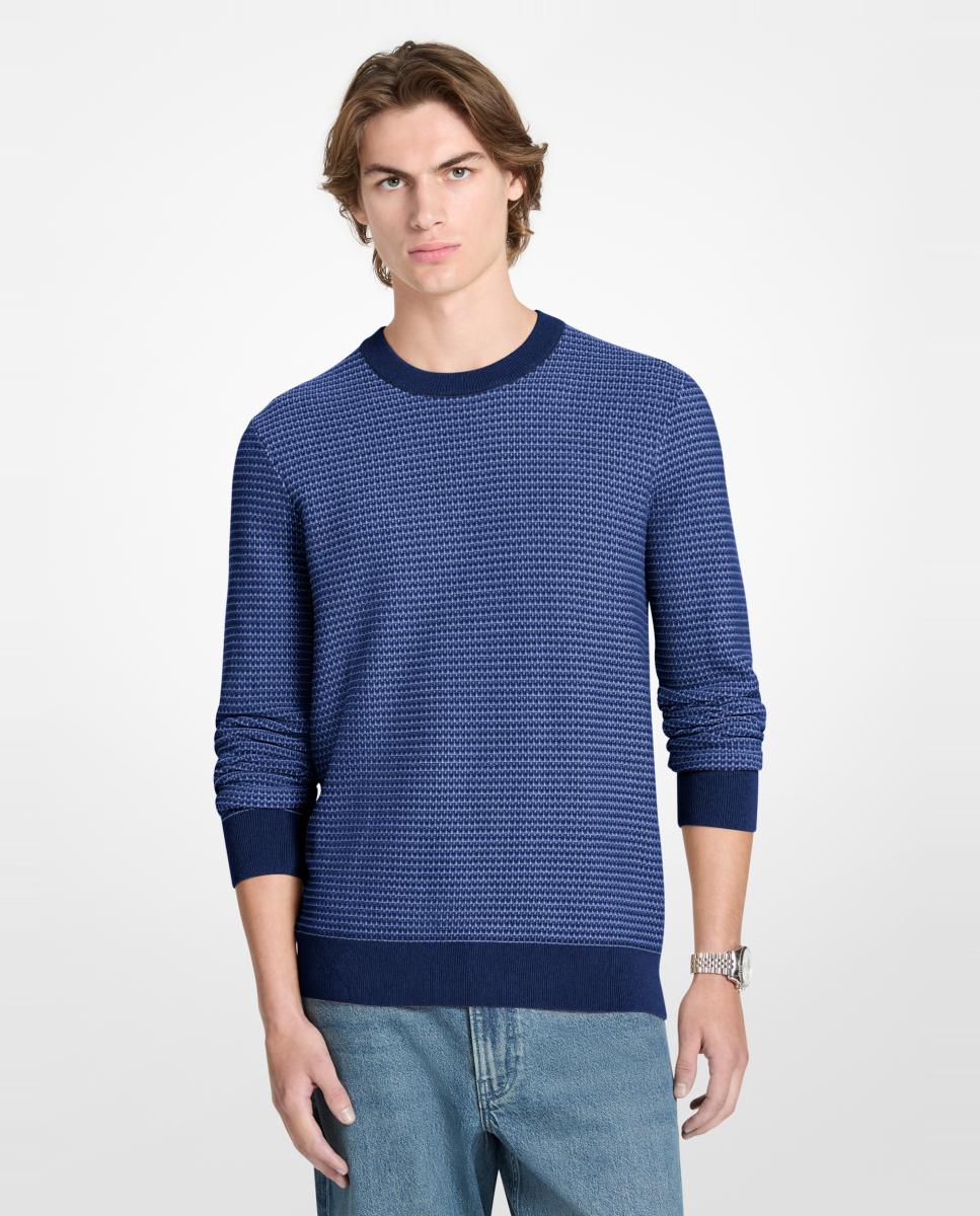 Jersey de hombre cuello caja y textura bitonal - Michael Kors - Azul marino Azul marino-1