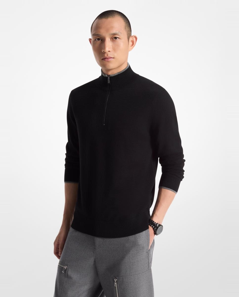 Imagem 0 de Camisola de Malha de Lã Merino com Meio Fecho de Correr