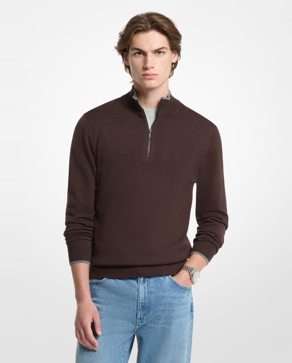 Imagem 0 de Camisola de Malha de Lã Merino com Meio Fecho de Correr