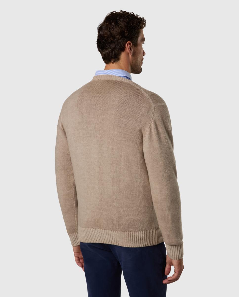 Suéter de hombre cuello redondo en mezcla de lana desgastada - North Sails - Beige Beige-2