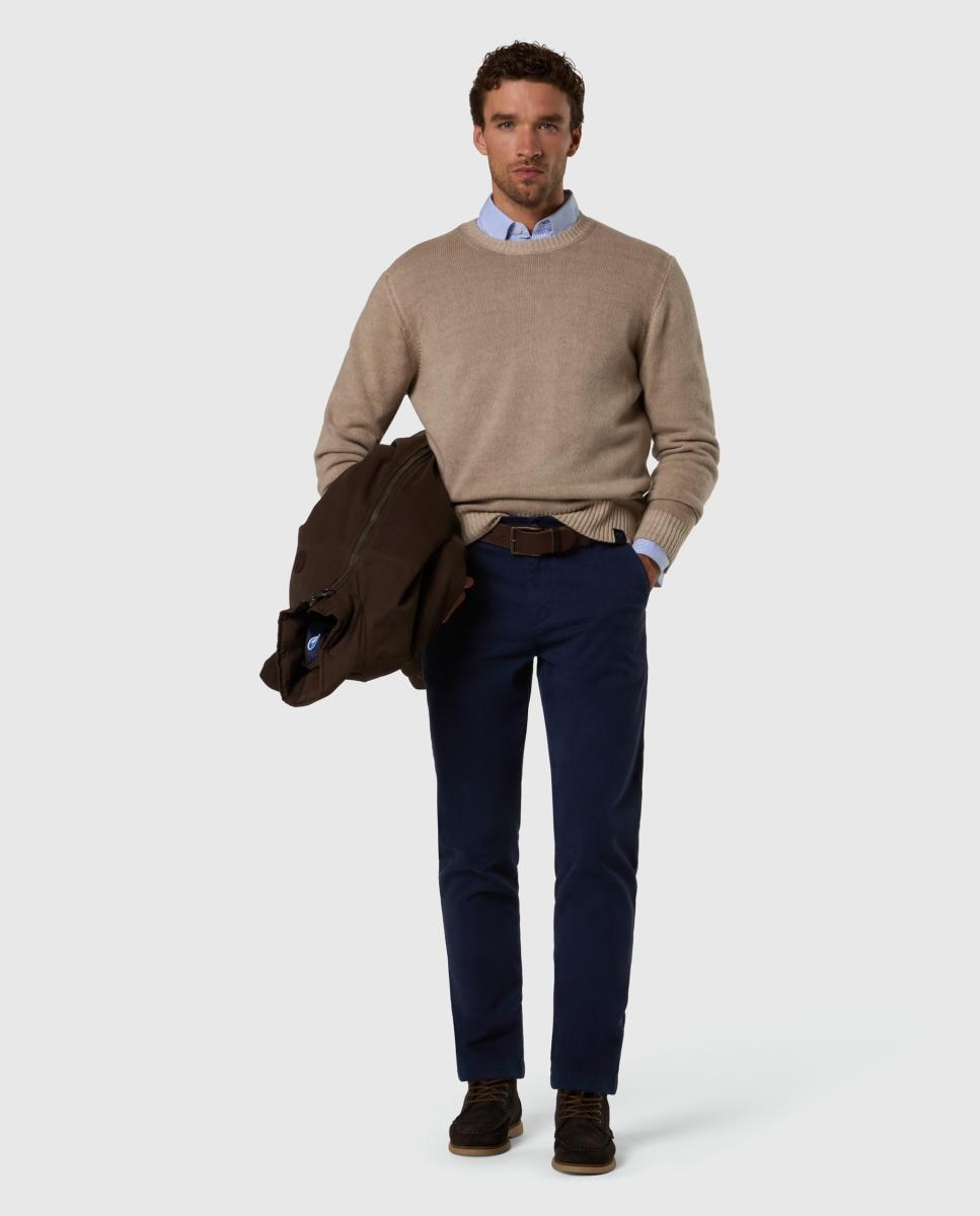 Suéter de hombre cuello redondo en mezcla de lana desgastada - North Sails - Beige Beige-5