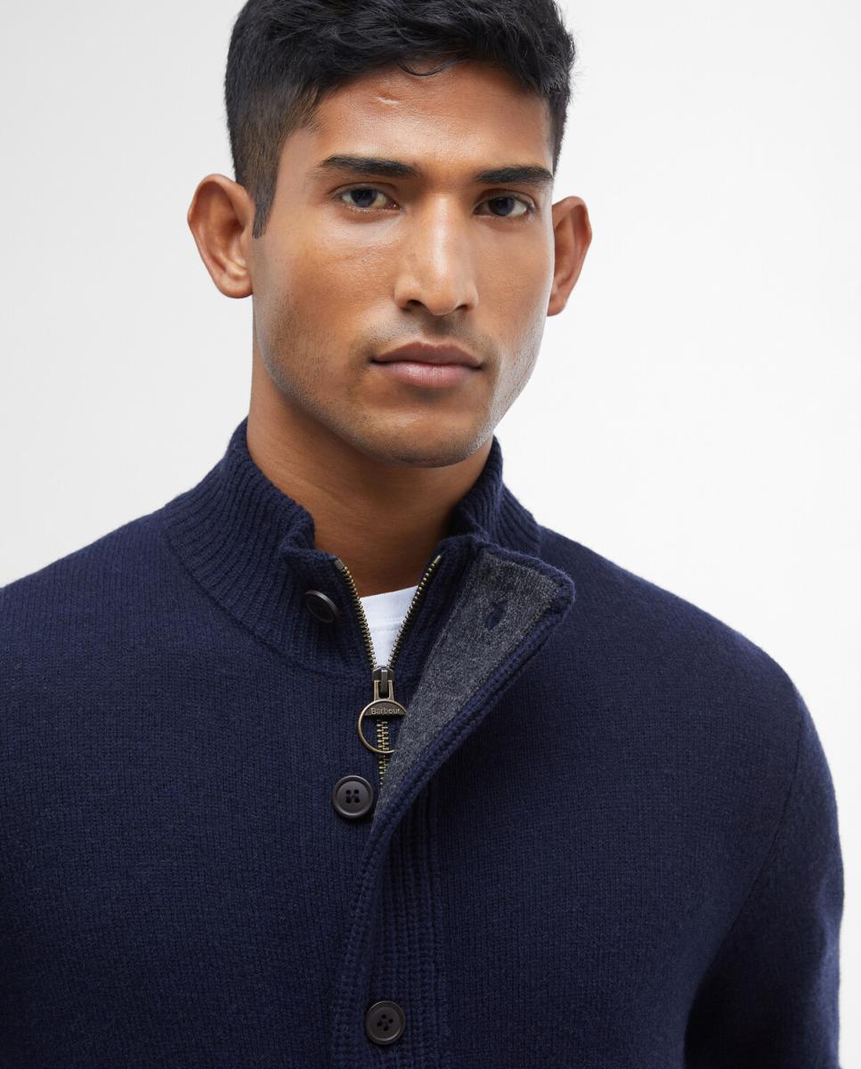 Imagen 4 de Cardigan de hombre con solapa bicolor - Barbour - Azul marino Azul marino