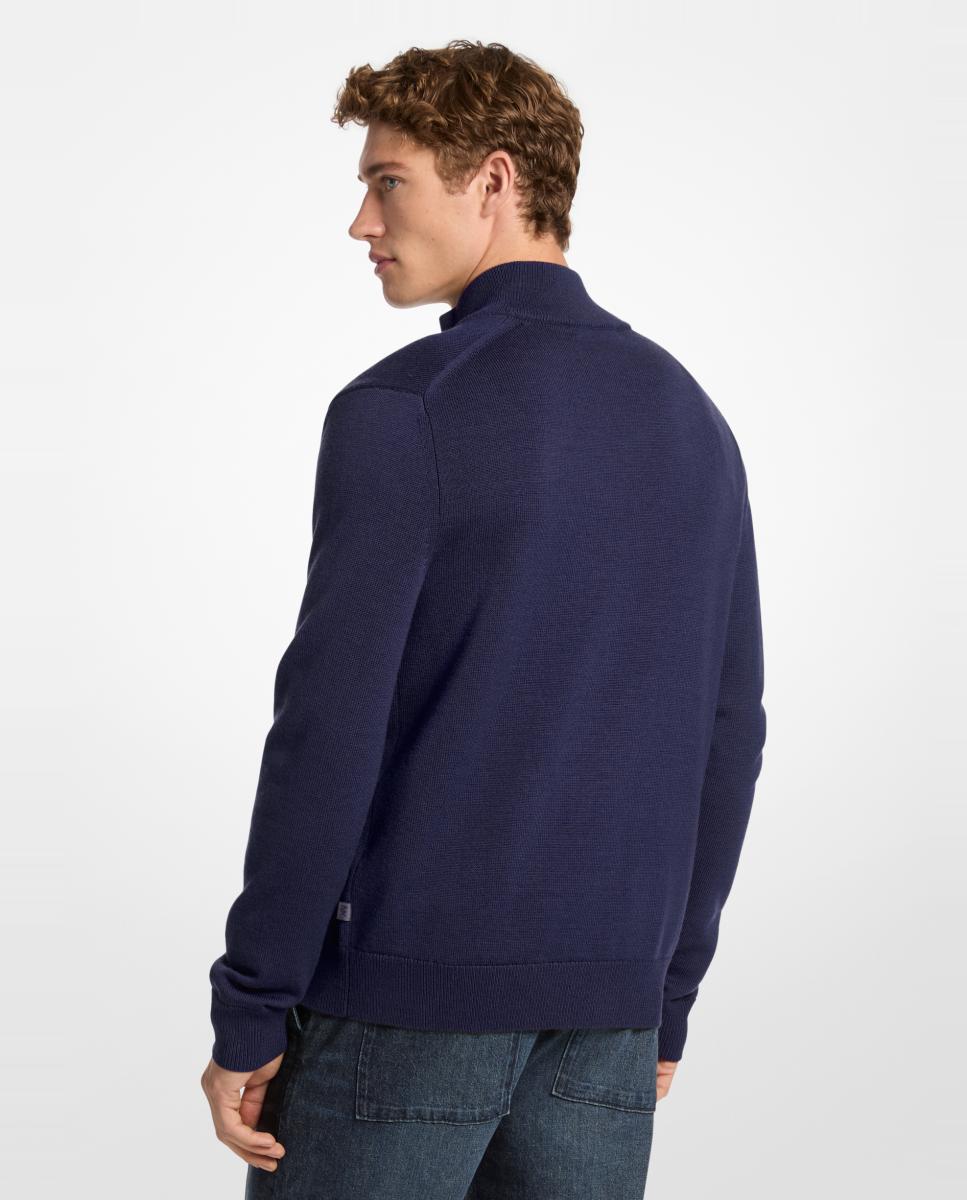 Imagen 2 de Cardigan de hombre con cremallera completa en lana merino - Michael Kors - Azul marino Azul marino