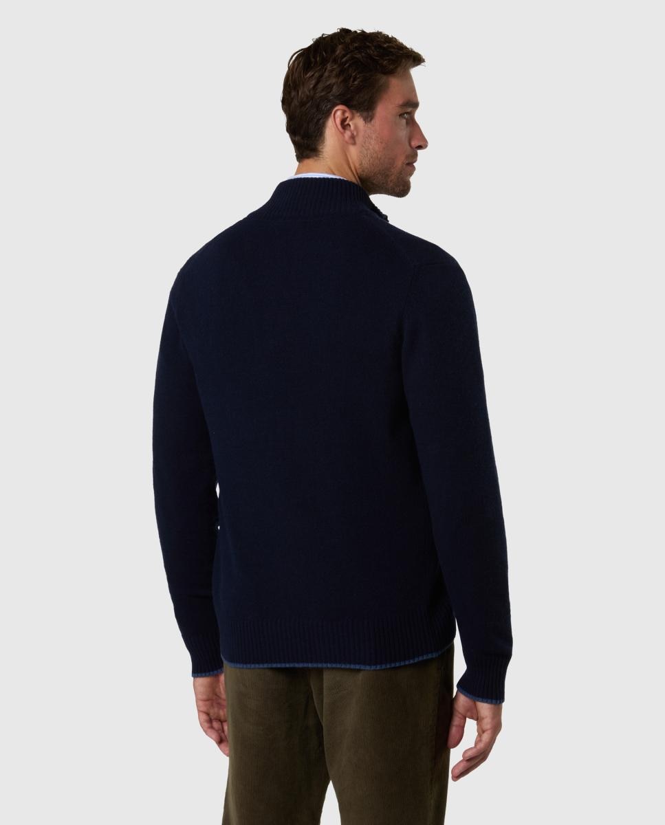 Cardigan para Homem em Mistura de Lã e Caxemira com Fecho de Correr Azul-marinho-2