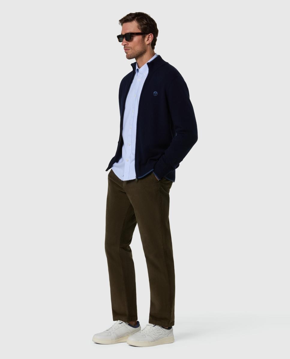 Cardigan para Homem em Mistura de Lã e Caxemira com Fecho de Correr Azul-marinho-5